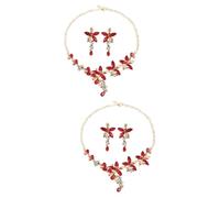 Ipetboom 2 Ensembles collier boucle d'oreille ensemble boucles d'oreilles pour les femmes colliers pour femmes costume charbonniers Pendentif en strass incruste collier pendentif pour femme