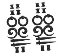 Ipetboom 2 Ensembles Des boucles d'oreilles d'oreilles Kits d'expansion d'oreilles kits de perçage kits d'extension pince à septum kit de jauge d'oreille Acrylique Black