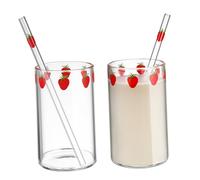 Ipetboom 2 Ensembles Lot de Tasses à Lait Transparent avec Gobelets Compactes pour Jus Thé Cadeau Pratique et Facile à Nettoyer