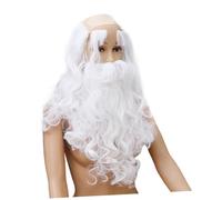 Ipetboom 2 Ensembles Set de Cosplay Père avec Barbe Blanche Longue Sourcils et Perruque Calvitie pour Fête et Halloween