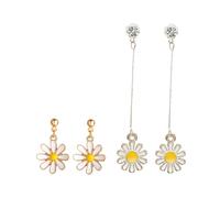 Ipetboom 2 Paires Boucles D'oreilles Fleur De Marguerite Pendantes Pour Femme Bijoux Oreilles Fleur Simples Et Élégants