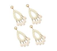 Ipetboom 2 Paires Boucles D'oreilles Pendantes Boucle D'oreille En Forme De Larme Pour Femme Boucles D'oreilles à L'eau Boucles D'oreilles Déclaration Pour Femmes Boho Bois Blanche
