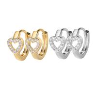 Ipetboom 2 Paires Boucles Oreilles Créoles Cœur Petites Boucles Hypoallergéniques pour Femmes pour Piercing Cartilage Or et Platine