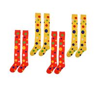 Ipetboom 2 Paires Chaussettes Longues Clown à Colorés Dessus Genou pour Carnaval et Performance Lot de et Jaunes Accessoire Costume Adulte