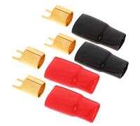 Ipetboom 2 Paires Connecteurs à Sertir Cuivre Plaqué Or Cosses Plates pour Câbles Haut-parleur Rouge et Noir pour Branchement Audio Sécurisé sans Distorsion