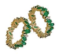 Ipetboom 2 Pièces anneau de zircon pour mariage anneaux femmes Ajustable alliance Anneaux de zircon cuivre Vert