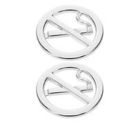 Ipetboom 2 pièces Autocollants Interdiction Fumer Métal Résistants pour Voiture Bureau Maison Panneau Avertissement Argent