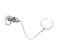 Ipetboom 2 Pièces Bague Émeraude Rétro Anneaux D'ongle De Doigt Bagues Esthétiques Chaînes D'anneaux Pour Les Doigts Bijoux Pour Femmes Bague à Ongles Bijoux D'ongles Clous Anneaux Cuivre