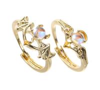 Ipetboom 2 Pièces Bague Ouverte Ange Son Bague Couple Ange Alliance Pour La Saint-valentin Anneau Pour Les Femmes Correspondre Les Hommes Lui Elle Ajustable Strass Golden