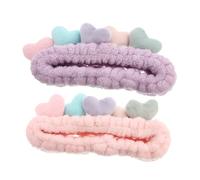 Ipetboom 2 pièces Bandeau Tête Élastique pour Beauté Visage Bandeau Lavage Doux pour Spa et Maquillage Design Chic avec Cœur Confortable et Réutilisable
