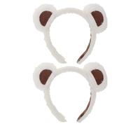 Ipetboom 2 Pièces Bear Ears Hairband For Women And Plush Furry Animal Headband With Elastic Cute Makeup And Cosplay Accessory For Halloween Christmas