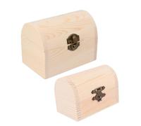 Ipetboom 2 pièces Boîte à Bijoux Bois DIY Coffret Rangement Petit Volume pour Anneaux et Boucles Doreilles Organisateur Simple Pin Naturel Pratique