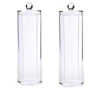 Ipetboom 2 Pièces Boîte de Rangement Cosmétique Transparente Organisateur Cylindrique pour Coton Dimensions pour Salle de Bain et Dresser