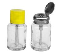 Ipetboom 2 pièces Bouteilles de Manucure Pressables Verre Transparent Distributeurs Rechargeables Fuite pour Dissolvant Vernis à Ongles Lot