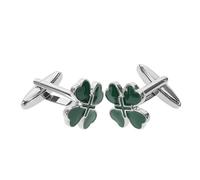 Ipetboom 2 Pièces Boutons De Manchette Feuille à Quatre Irlandaise Émaillés Verts Élégants Homme Bijoux Confortables pour Mariages Affaires Et Fêtes