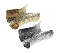 Ipetboom 2 Pièces Bracelet Ouvert Motif Surélevé de Bracelets Antique et Argenté pour Femme de Poignet Élégant