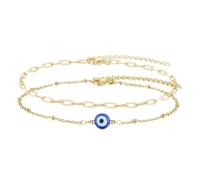 Ipetboom 2 Pièces Bracelet Protection Ajustable Alliage Doré avec Charme Œil Bleu Maléfique Anti-négativité pour Femmes et Hommes Bijoux Style