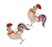 Ipetboom 2 Pièces Broche Des Yeux De Chat Broche Oiseau Épingle Drôle Épingles Adultes Broche Vintage Épingles En Émail Amusantes Broche En Émail Animal Bijoux De Poulet Broche Coq Alliage