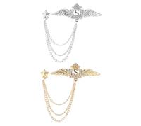 Ipetboom 2 pièces Broche Élégante Étoile à Cinq Branches avec Ailes Ange Lot de Or et Argent Accessoire de Costume Créatif pour Femmes Cadeau Raffiné et Décoratif
