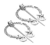 Ipetboom 2 pièces Broche Viking Alliage Zinc Résistante Épingle Médiévale Multifonction pour Cape Ceinture et Sac Style Ancien Argenté