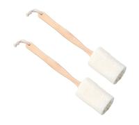 Ipetboom 2 pièces Brosse de Exfoliante Naturelle avec Manche Éponge Loofah pour Bain et Corps Brosse Lavage Dos Pollution Séchage Rapide avec Corde Suspendue