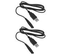 Ipetboom 2 Pièces Câble de Charge USB Double Noyau Cuivre Câble Alimentation Huit pour Rasoir Électrique et Appareils de Beauté Noir