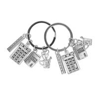 Ipetboom 2 Pièces Cadeau Porte-clés pour Enseignants Mathématiques Lot de Pendentifs Calculatrice et Règle Alliage de Zinc Porte-clés Sac à Dos pour Rentrée Scolaire