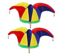 Ipetboom 2 pièces Chapeau de Clown Bonnet Bouffon pour Adultes Accessoire Costume pour Fête Anniversaire Carnaval et Halloween