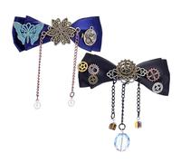 Ipetboom 2 Pièces Clips à Cheveux Steampunk Gears et Nœud Accessoire Élégant pour Événements Spéciaux