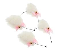 Ipetboom 2 Pièces Coiffe Oreilles De Renard Bande-oreille De Renard Bandeau Animal Bandeau D'oreille Accessoire De Cheveux De Fête Coiffe De Renard Peluche Couvre-chef Arc En Tissu Blanche