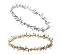 Ipetboom 2 Pièces Couronne Métallique de Roi Épineux Vintage Accessoire Renaissance pour Femme Diadème Médiéval pour Mariage Fête Costumée et Bal