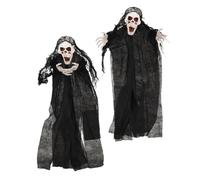 Ipetboom 2 Pièces Décorations Halloween Suspendues avec Squelette Effrayant Accessoires Fantômes pour Maison Hantée Décoration Réutilisable avec Ventouse pour Intérieur et Extérieur