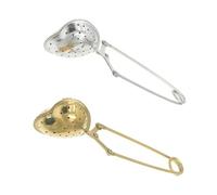 Ipetboom 2 Pièces Filtre à Thé Acier Inoxydable Infuseur Boule Réutilisable avec Poignée Forme Cœur et Facile à Nettoyer pour Thé et Maison et Tea Party Argenté et Doré