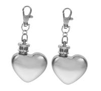 Ipetboom 2 pièces Flasque Mini Cœur INOX Étanche avec Porte-clés Petit Flacon Portable pour Hommes et Femmes Camping et Usage Extérieur