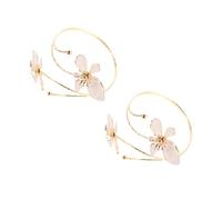 Ipetboom 2 Pièces Flower Arm Cuff Bracelets For Women Elegant Wide Open Upper Arm Bangles With Glossy Enamel Floral Design Adjustable For Casual And Formal Wear