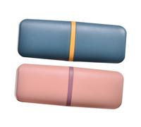 Ipetboom 2 pièces Gobelet de Voyage Compact Bleu et Rose Porte-Brosse à Dents et Rinçage Multifonction pour Camping École et Salle de Bain