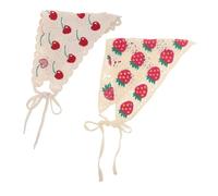 Ipetboom 2 pièces Headscarf Femme Triangle Crochet Fait Main Motif Fraise et Bandeau Cheveux Style pour Plage Activités Extérieures
