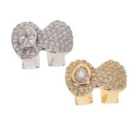 Ipetboom 2 Pièces Hip Hop Teeth Mouth Grills With Cubic Zirconia Teardrop Design Tooth Caps For Rappers Fans