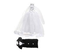 Ipetboom 2 pièces Housse de Bouteille de Mariée et Marié Décoration de Table de Mariage Housse Tulle Blanc et Costume Noir Accessoire de Décoration pour Nuptiale Adapté Aux Bouteilles