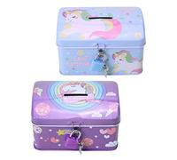 Ipetboom 2 Pièces Licorne pour Enfants Interdiction des Pièces en Fer Blanc Filles Drôle Boîte Métallique Cochon Animaux Boîte De Conserve Le Fer Animal