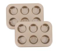 Ipetboom 2 pièces Lot de Moules à Muffins Antiadhésifs Cavités Acier Inoxydable Doré pour Mini Quiches Cupcakes Aux Œufs Cuisson Polyvalente et Démoulage Facile