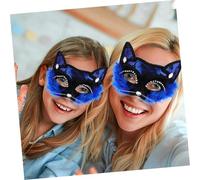 Ipetboom 2 Pièces Masque Chat Dentelle Bleu pour Halloween Fête Mascarade Vénitienne Adulte Accessoire Costume Carnaval et Soirée