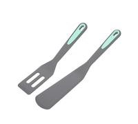 Ipetboom 2 pièces Mini Spatules Silicone pour Cuisson Œufs et Steak Bleu et Gris Ustensiles de Cuisine et Protection Antiadhésive pour Poêles