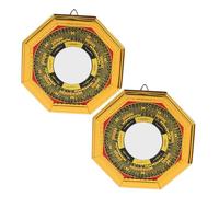 Ipetboom 2 Pièces Miroir Feng Shui Bagua Alliage Lot de Miroirs Convexes Traditionnels pour Protection Maison Bureau Richesse et Décoration Feng Shui Facile à Installer