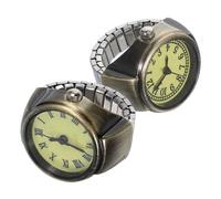 Ipetboom 2 pièces Montres Bague Élastique Vintage Unisexe Montres Analogiques Rétro à Romain et Arabe Accessoire Mode Original pour Femmes et Hommes