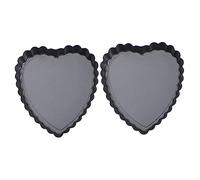 Ipetboom 2 pièces Moule à Quiche Forme Cœur Lot Acier Au Antiadhésif Plaque Pâtisserie Pizza Cuisson Résistant Chaleur Facile à Nettoyer pour Restaurant et Fête