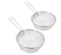 Ipetboom 2 pièces Panier à Friture Acier Inoxydable Pliable Lot de Paniers de Cuisine Résistants Filtration Rapide pour Légumes Viandes et Snacks Facile à Nettoyer