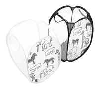 Ipetboom 2 pièces Panier à Linge avec Animaux Cartoon Grand Panier de Rangement Mesh pour Vêtements et Jouets Pliable et Pratique Blanc Noir