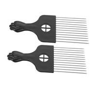 Ipetboom 2 pièces Peigne Afro Pick Acier Inoxydable Peignes à Dents Larges pour Cheveux Bouclés Épais et Longs Styling et Démêlage Confortable pour Femmes et Hommes
