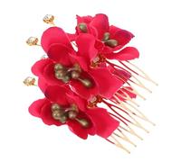 Ipetboom 2 Pièces Peigne de Mariage Floral Rouge avec Rose Artificielle Accessoire Tête Hawaïen pour Femmes et Mariées Peigne Latéral à Fixation Métallique pour Coiffures Élégantes